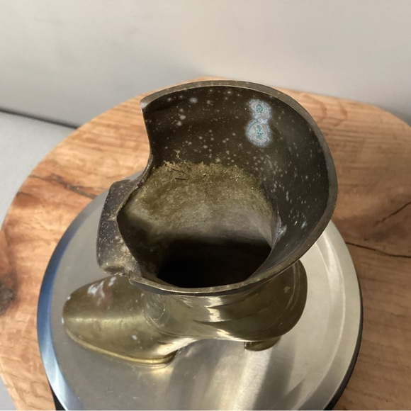 🟡 Vintage Solid Brass Boot Planter / Shelf Decor Piece - Patina - Rustic - Picture 11 of 11